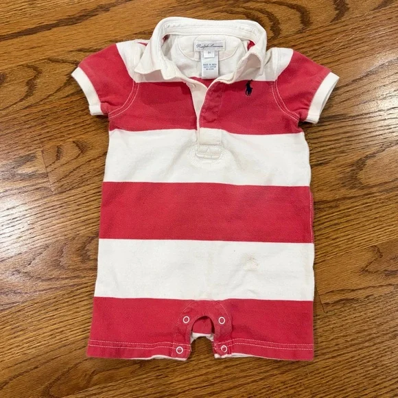 RL Striped 9M Onesie - Picture 1 of 5